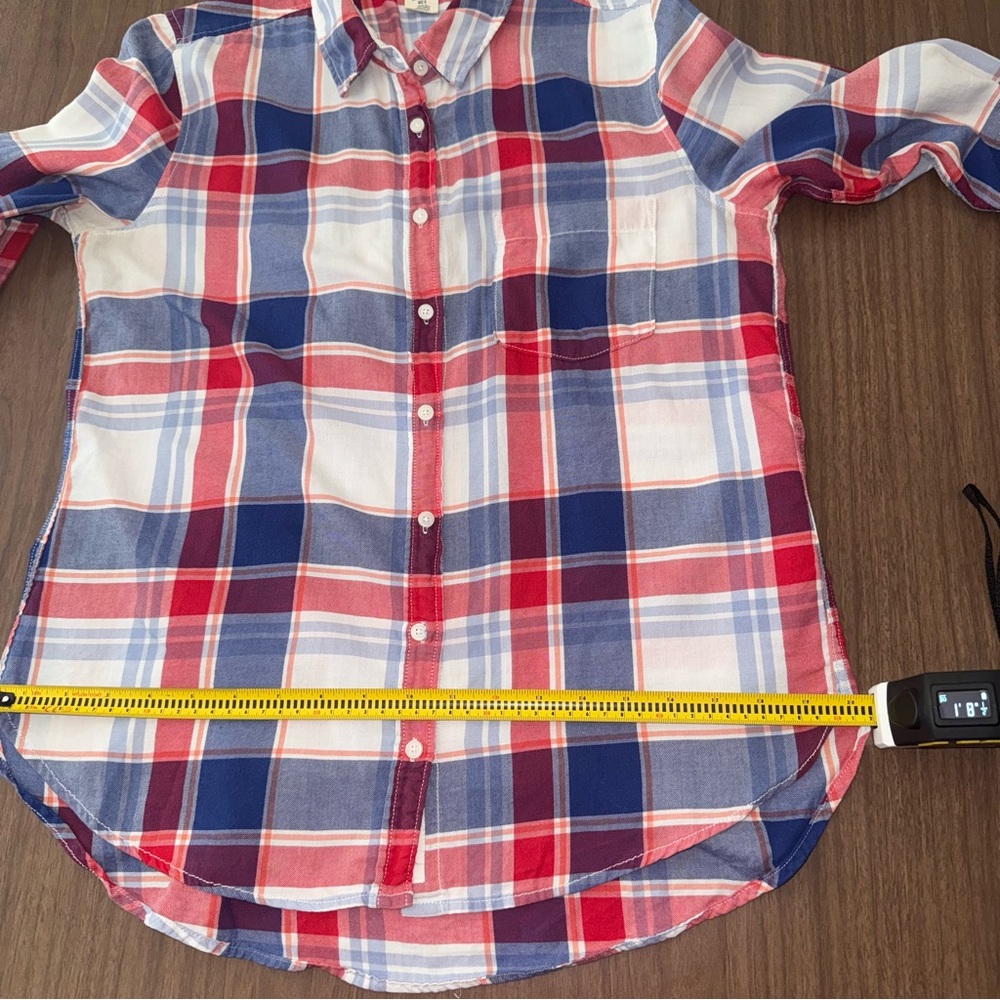 LOGG H&M Women’s Shirt 6 Red White Blue Plaid Button Up‎ Fall Casual Country USA - Picture 12 of 12